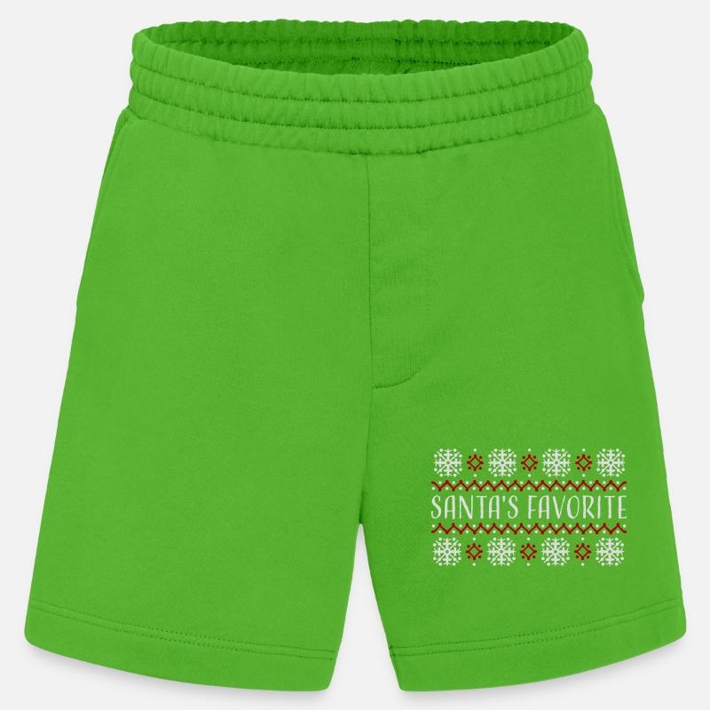 Santa's Favorite Weihnachtspullover Schneeflocken - Heavyweight Shorts - made by SPREAD - Apple Neon