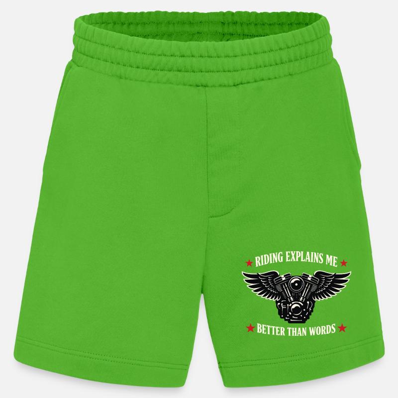 Why we ride motorcycles, - Heavyweight Shorts - made by SPREAD  - Apple Neon