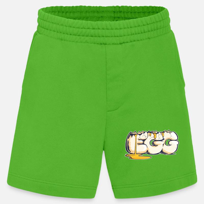 Egg, Drawn Word (2) - Heavyweight Shorts - made by SPREAD  - Apple Neon