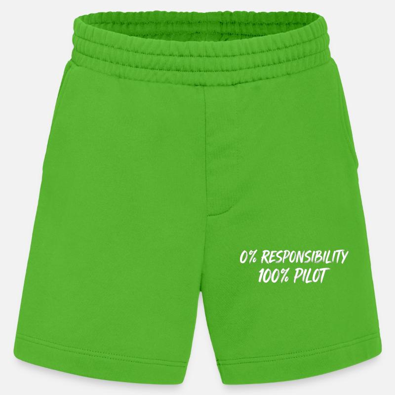 0% Responsibility 100% Pilot - Heavyweight Shorts - made by SPREAD - Apple Neon