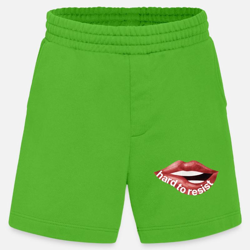 Difficile resistere – Illustrazione di Red Lips - Pantaloncini ecologici Heavyweight Made in UE - Apple Neon