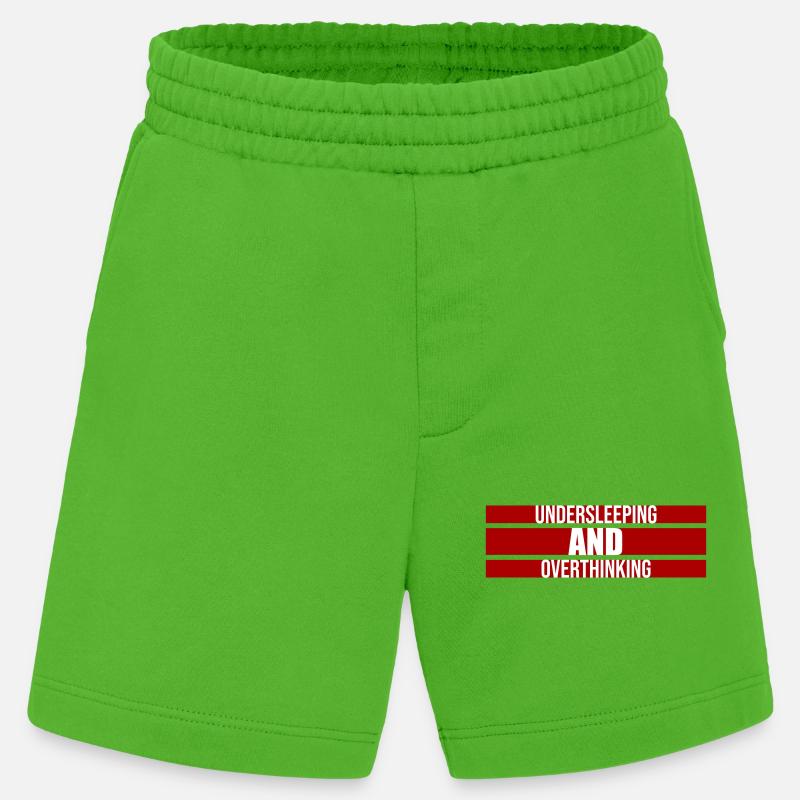 Undersleeping And Overthinking Lustig Müde Spruch - Heavyweight Shorts - made by SPREAD - Apple Neon