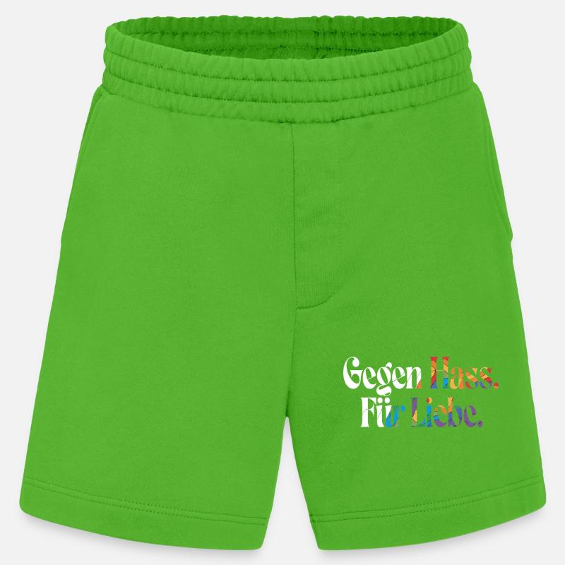 Liebe statt Hass Spruch Positivity Statement - Heavyweight Shorts - made by SPREAD - Apple Neon