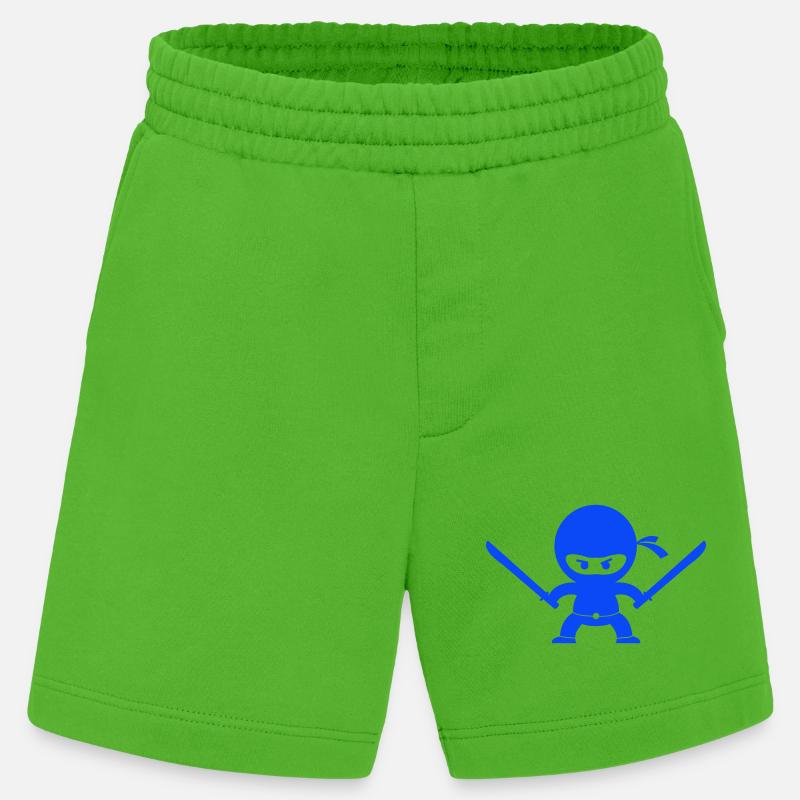 Blauer Ninja mit zwei Schwertern - Heavyweight Shorts - made by SPREAD  - Apple Neon