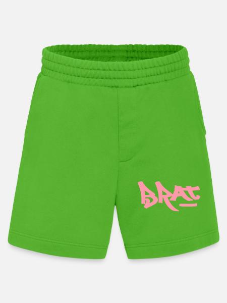 Pink Brat logo text as graffiti - Heavyweight Shorts - made by SPREAD - Apple Neon
