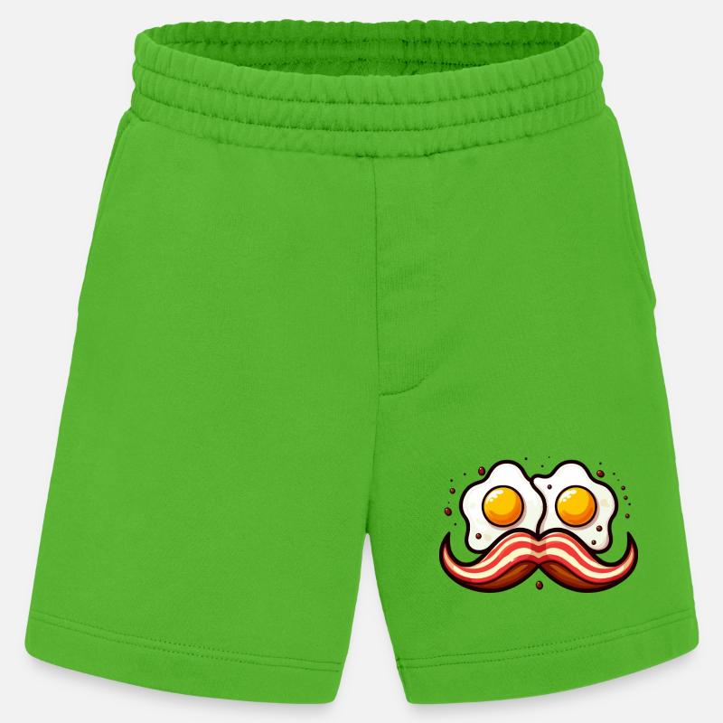 Retro Egg Mustache - Heavyweight Shorts - made by SPREAD - Apple Neon