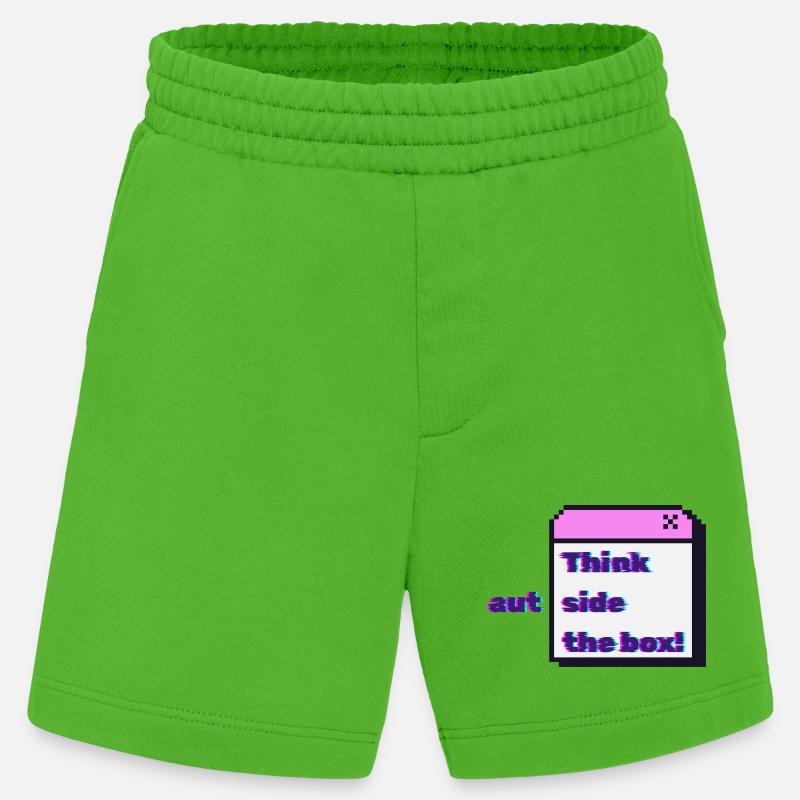 Think autside the box - Glitch - Heavyweight Shorts - made by SPREAD - Apple Neon