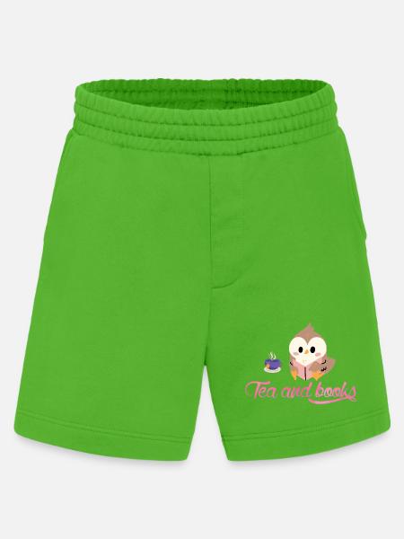 Chouette lectrice avec thé - Short bio épais fabriqué en UE - Apple Neon
