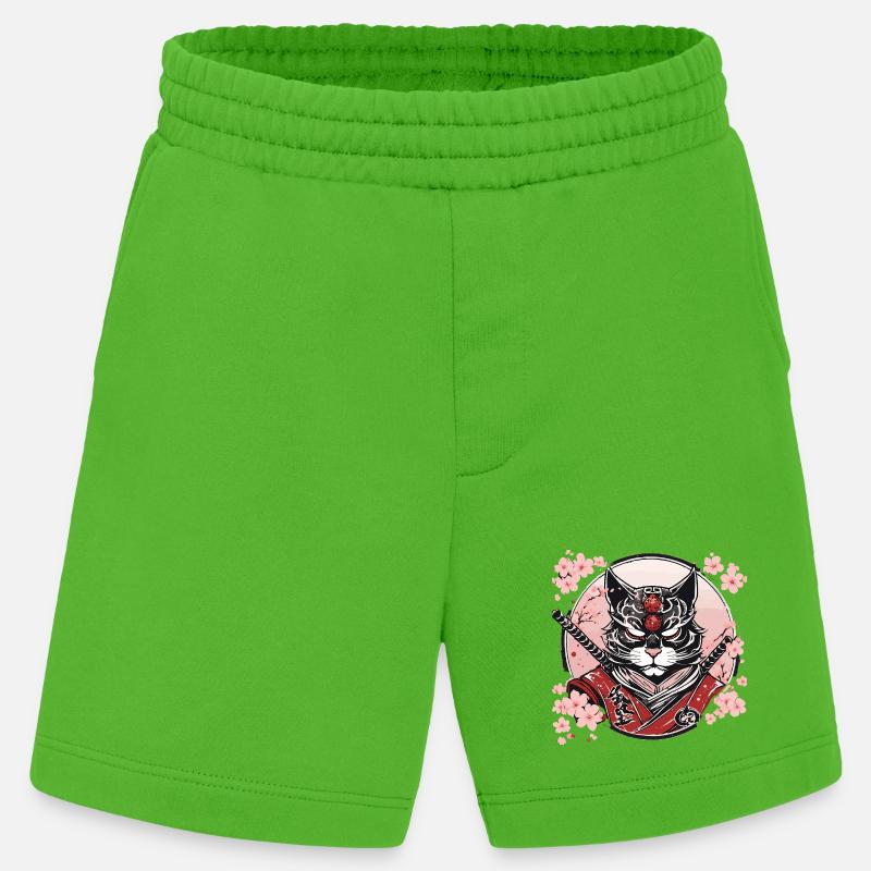 Dämonischer Kawaii Neko Samurai : Katzen-Samurai - Heavyweight Shorts - made by SPREAD  - Apple Neon