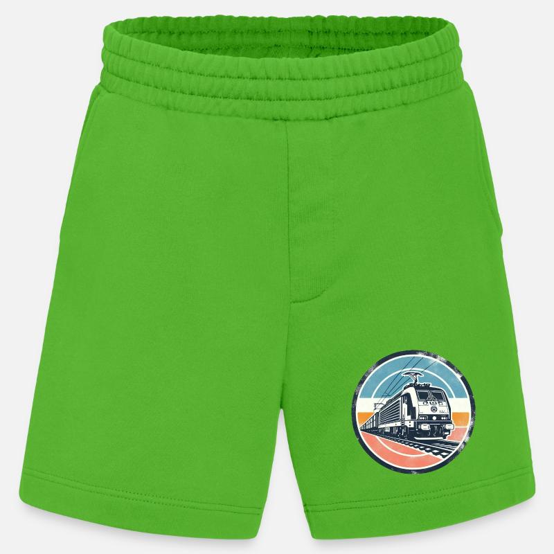 E-Lok mit Güterzug - Heavyweight Shorts - made by SPREAD  - Apple Neon