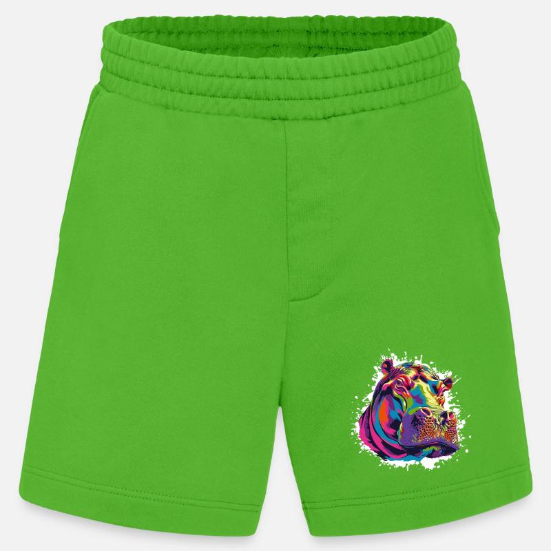 Nilpferd Kunst Comic - Heavyweight Shorts - made by SPREAD - Apple Neon