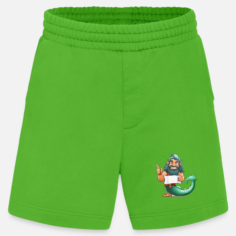Meerheld mit Bart und Flosse - Heavyweight Shorts - made by SPREAD  - Apple Neon