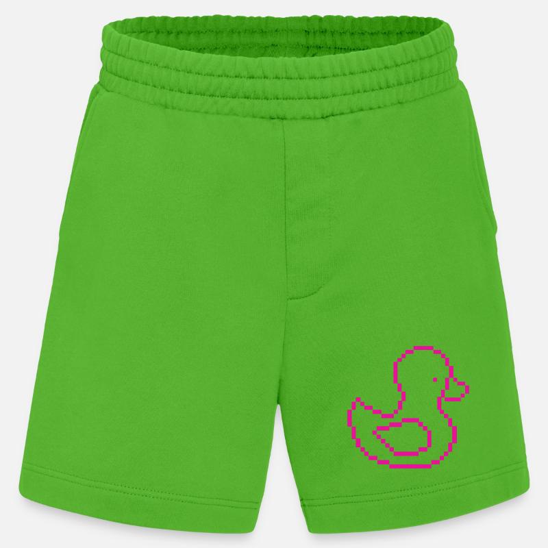 Pixel Duck Pink Pattern - Heavyweight Shorts - made by SPREAD  - Apple Neon
