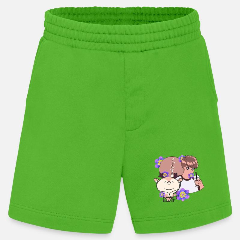 Bubble Tea Time & Reh mit Walker - Heavyweight Shorts - made by SPREAD  - Apple Neon