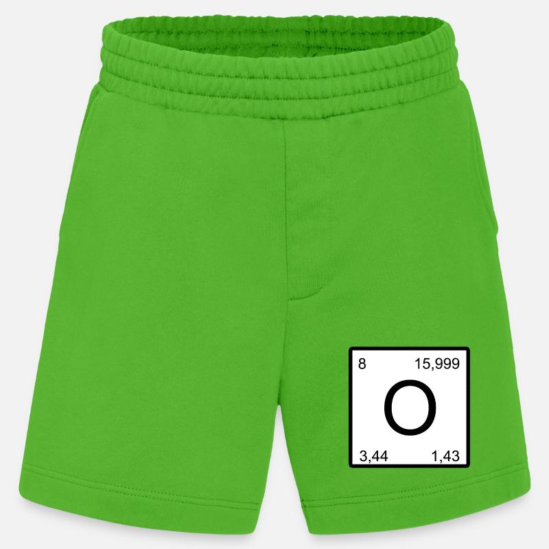 O Sauerstoff Zeichen im Minimalstil nerd - Heavyweight Shorts - made by SPREAD - Apple Neon