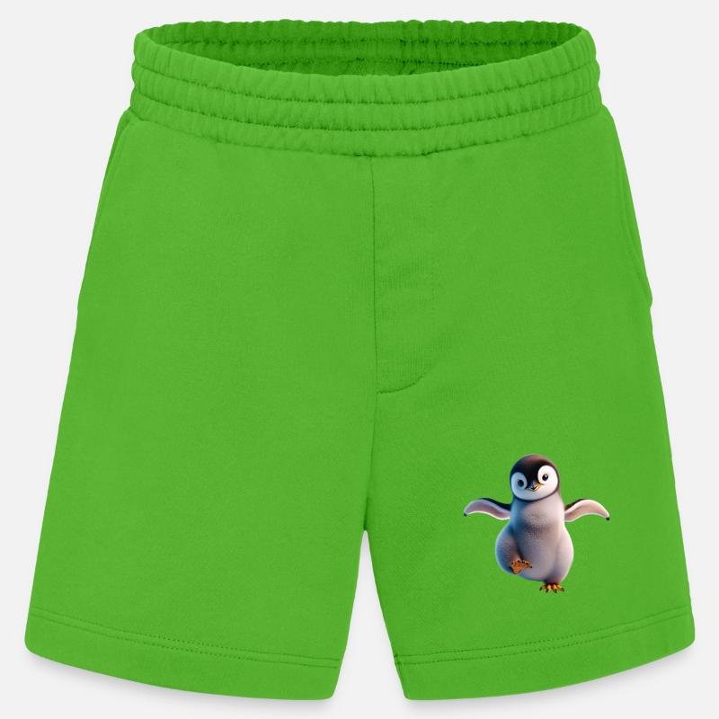 A happily dancing penguin - Heavyweight Shorts - made by SPREAD  - Apple Neon
