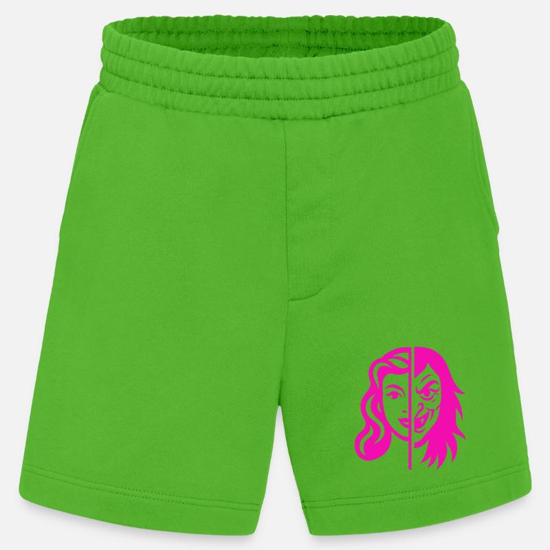 Split Face Kontrast - Heavyweight Shorts - made by SPREAD  - Apple Neon