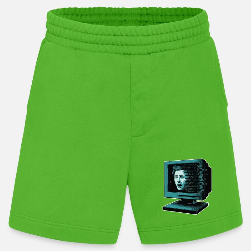 Retro-Computer Schrecken-  Retroglitch KI - Heavyweight Shorts - made by SPREAD  - Apple Neon
