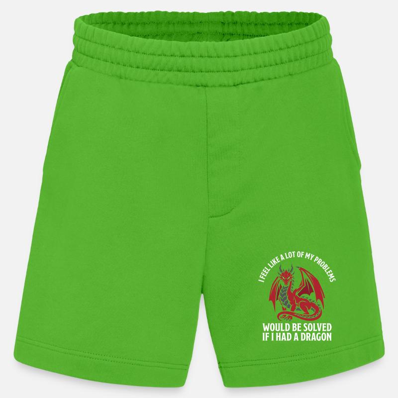 Problems Solved Dragon Lovers Fantasy - Heavyweight Shorts - made by SPREAD  - Apple Neon