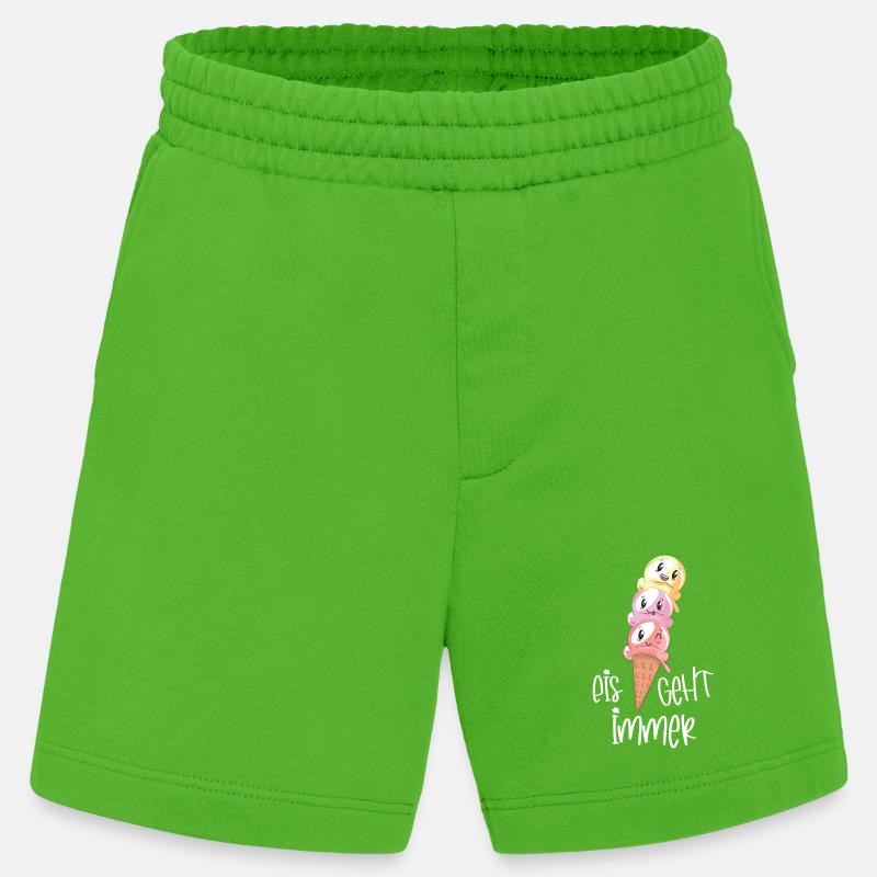 Eiscreme Lover Kawaii "Eis geht immer" - Heavyweight Shorts - made by SPREAD - Apple Neon