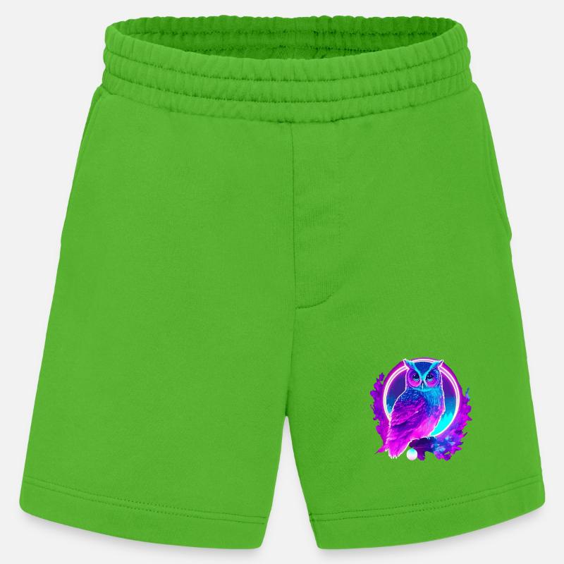 Eule Neon Moon Synthwave - Heavyweight Shorts - made by SPREAD  - Apple Neon