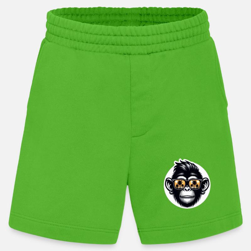 Monkey Glasses Palm Trees - Heavyweight Shorts - made by SPREAD  - Apple Neon