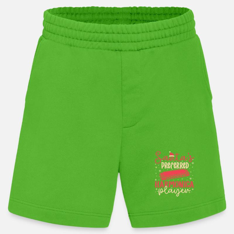 Funny Harmonica Player Santa´s Preferred Harmonica - Heavyweight Shorts - made by SPREAD  - Apple Neon