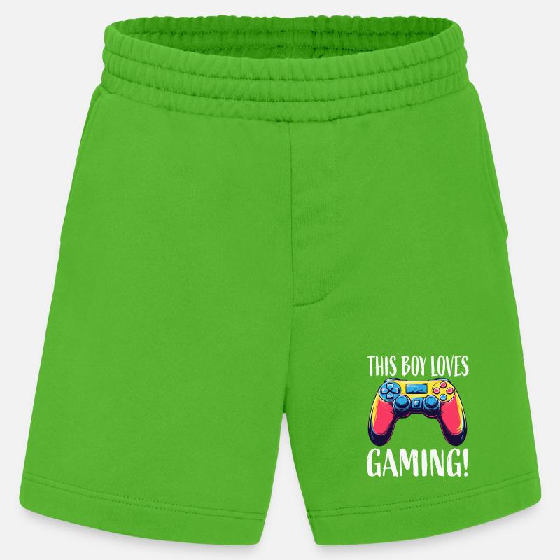 Junge liebt Gaming Controller - Heavyweight Shorts - made by SPREAD - Apple Neon