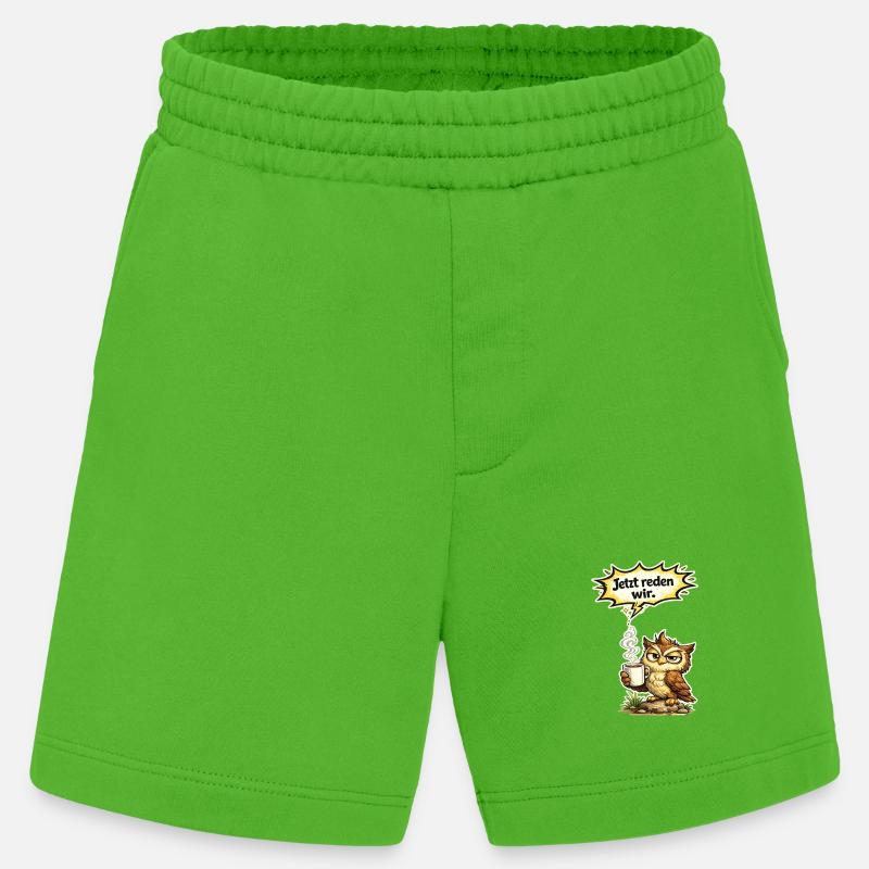 Eule lustiger Spruch Kaffee Geschenk - Heavyweight Shorts - made by SPREAD  - Apple Neon