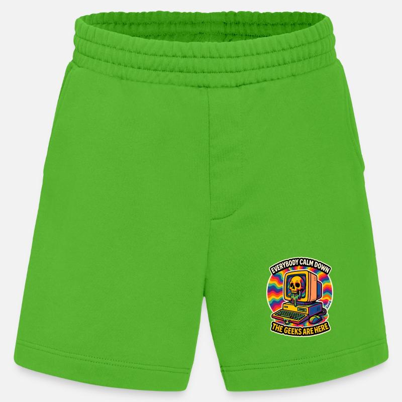 Geeks sind hier Retro Skull Computer - Heavyweight Shorts - made by SPREAD  - Apple Neon