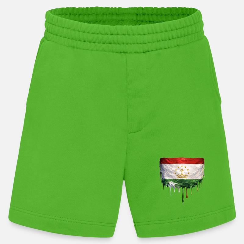 Gouttes de graffitis du drapeau tadjik - Short bio épais fabriqué en UE - Apple Neon