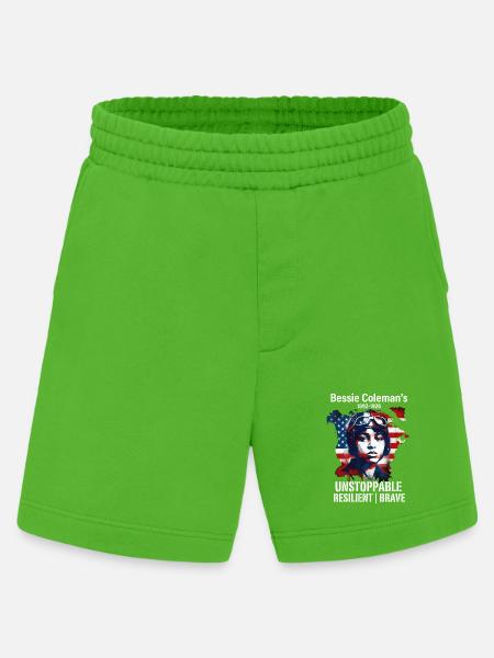 Bessie Coleman Modig flygpionjär - Heavyweight Organic Shorts Made in EU - Apple Neon