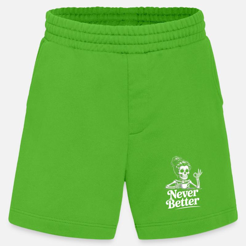 Kaffee, Kaffeetrinker, Kaffeetrinkerin, lustig - Heavyweight Shorts - made by SPREAD  - Apple Neon