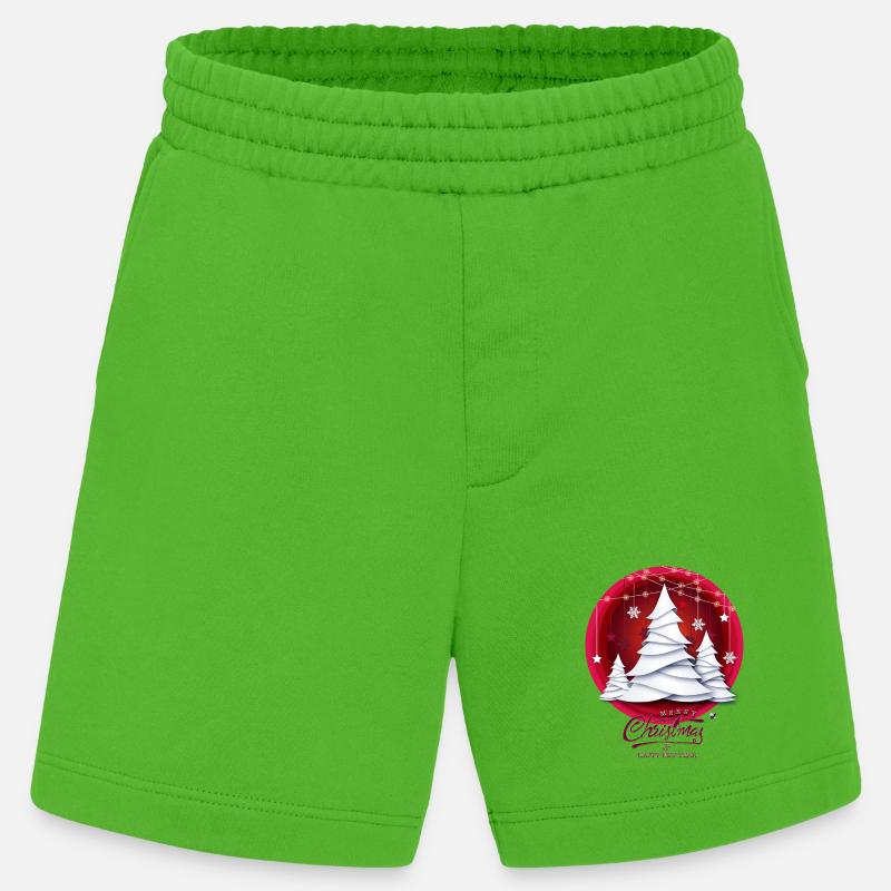 Rotes Weihnachtskugel mit weissen Tannenbäume - Heavyweight Shorts - made by SPREAD  - Apple Neon