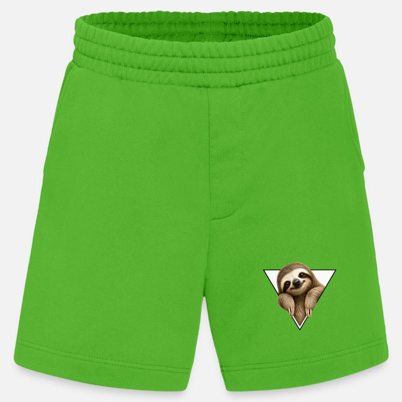 Sloth in triangle design - Heavyweight Shorts - made by SPREAD - Apple Neon