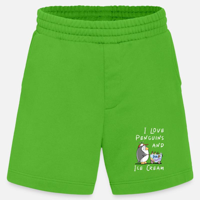 I Love Penguins and Eiscreme - Pinguin Eis Comic - Heavyweight Shorts - made by SPREAD  - Apple Neon