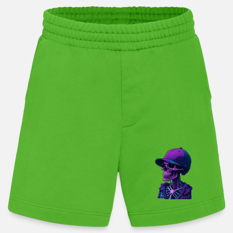 Skelett mit Kappe - Heavyweight Shorts - made by SPREAD  - Apple Neon