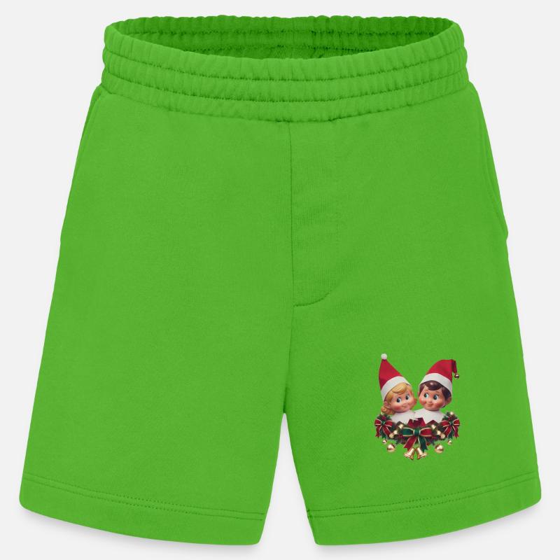 Süßer und festlicher Elf Duo Weihnachtspullover - Heavyweight Shorts - made by SPREAD  - Apple Neon
