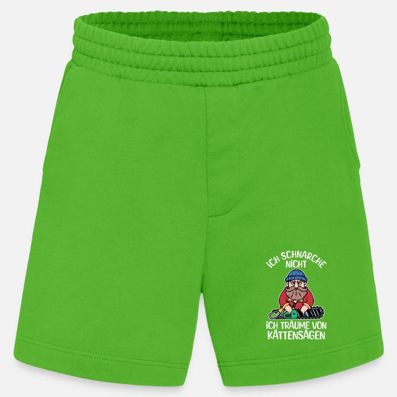 Bûcheron déclaration tronçonneuse boiseries bois - Short bio épais fabriqué en UE - Apple Neon