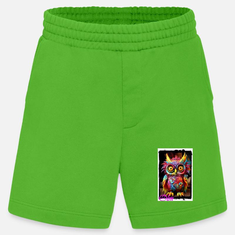 Bunte Fantasiewelt Eulenfigur Puppe Textil Märchen - Heavyweight Shorts - made by SPREAD  - Apple Neon