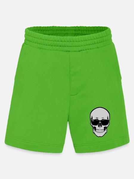 Skull with Sunglasses Graphic - Heavyweight Shorts - made by SPREAD - Apple Neon