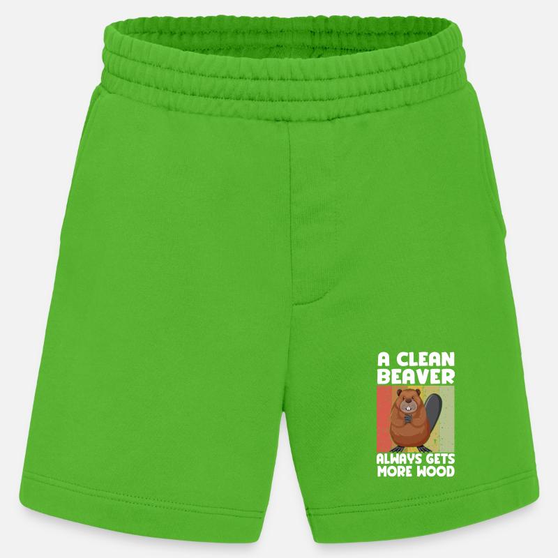Sauberer Biber Holzspruch - Heavyweight Shorts - made by SPREAD - Apple Neon