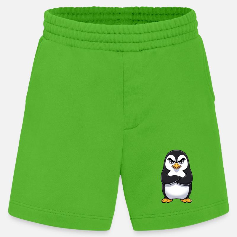Grumpy Penguin Cartoon Sour Grumpy Annoyed - Heavyweight Shorts - made by SPREAD  - Apple Neon