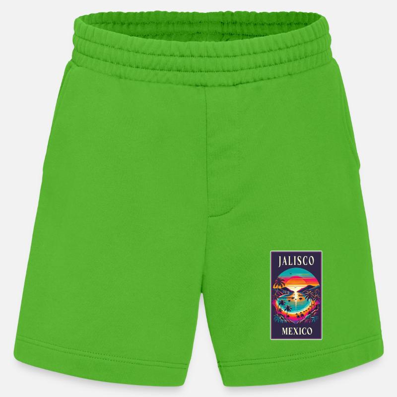 Jalisco Mexico palm tree design - Heavyweight Shorts - made by SPREAD  - Apple Neon