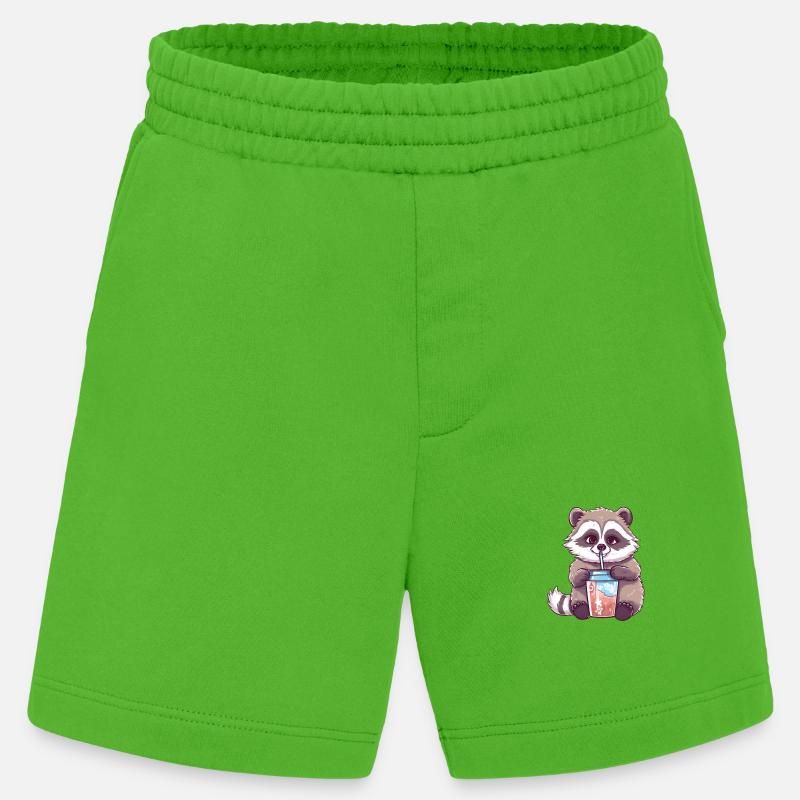 Waschbär mit Eiskaffee - Heavyweight Shorts - made by SPREAD  - Apple Neon