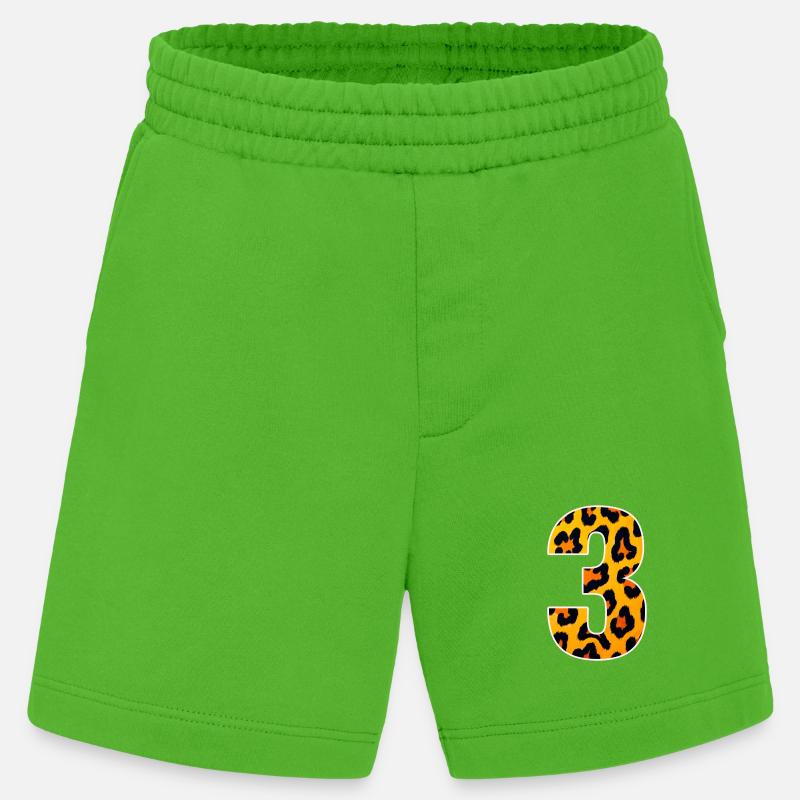Leopard 3 Number Pattern - Heavyweight Shorts - made by SPREAD  - Apple Neon