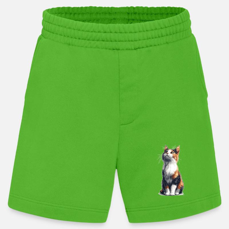 Bunte sitzende Comic Katze - Heavyweight Shorts - made by SPREAD  - Apple Neon