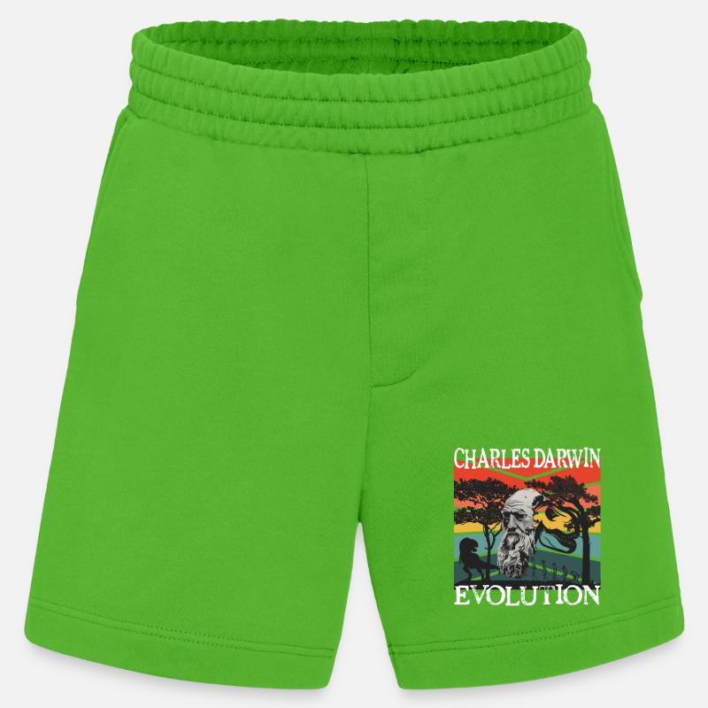 Charles Darwin Evolution textile Geschenkidee - Heavyweight Shorts - made by SPREAD - Apple Neon