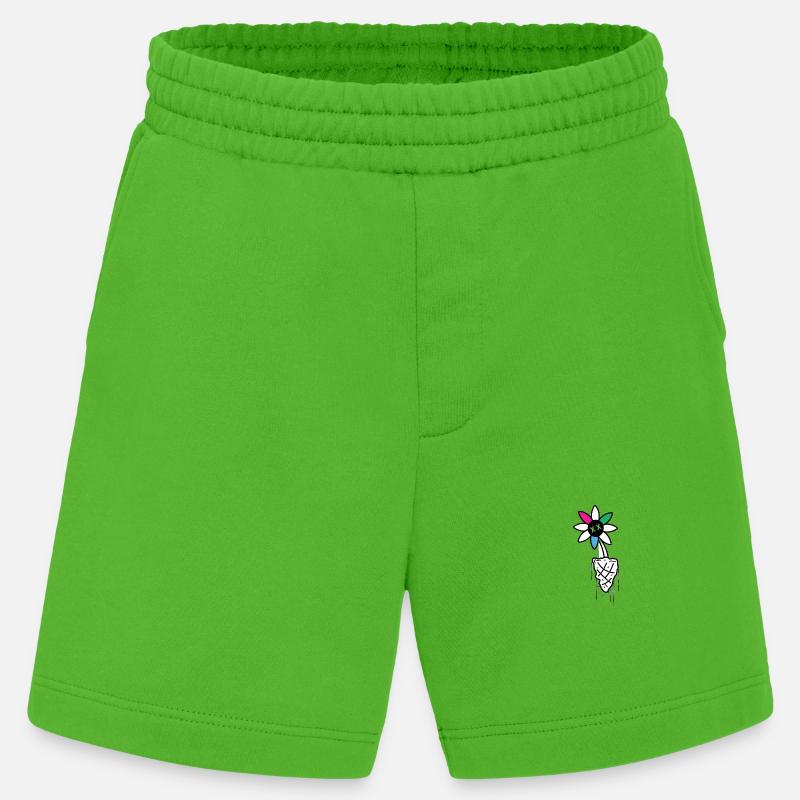 Illustration de crâne de fleur vive - Short bio épais fabriqué en UE - Apple Neon