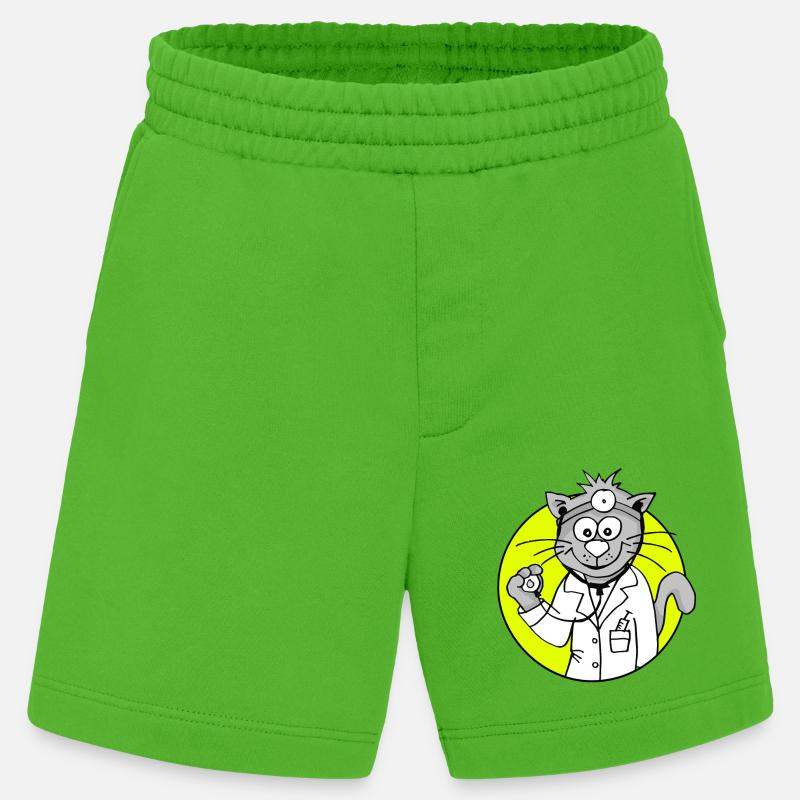 Retro Arzt-Katze - Beruf Arzt - Heavyweight Shorts - made by SPREAD - Apple Neon